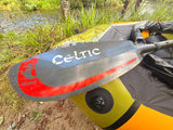 Quest Packrafting Paddle - 4 Piece - Straight Carbon shaft - Nylon Leverlok with Paddle End Caps